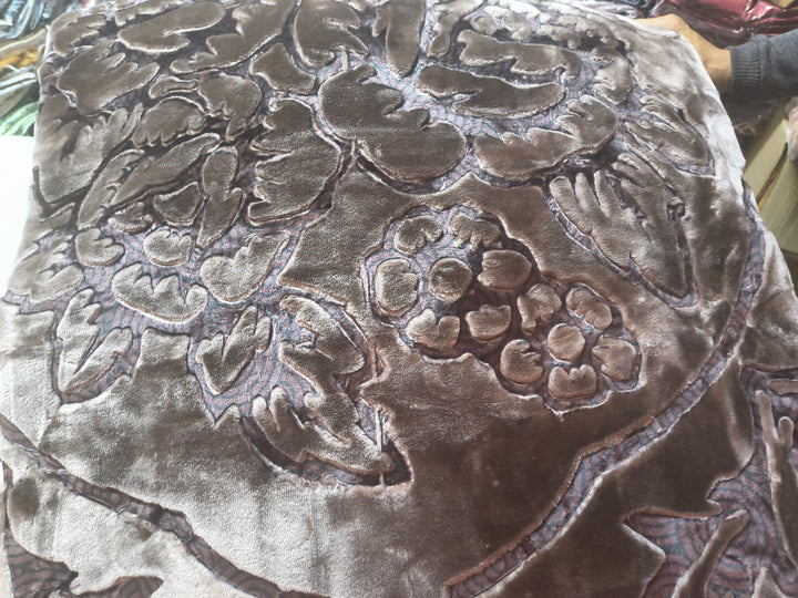 Premium 3-Layer Embossed Fleece Blanket – Heavy Winter Double Bed Blanket (Brown Floral)