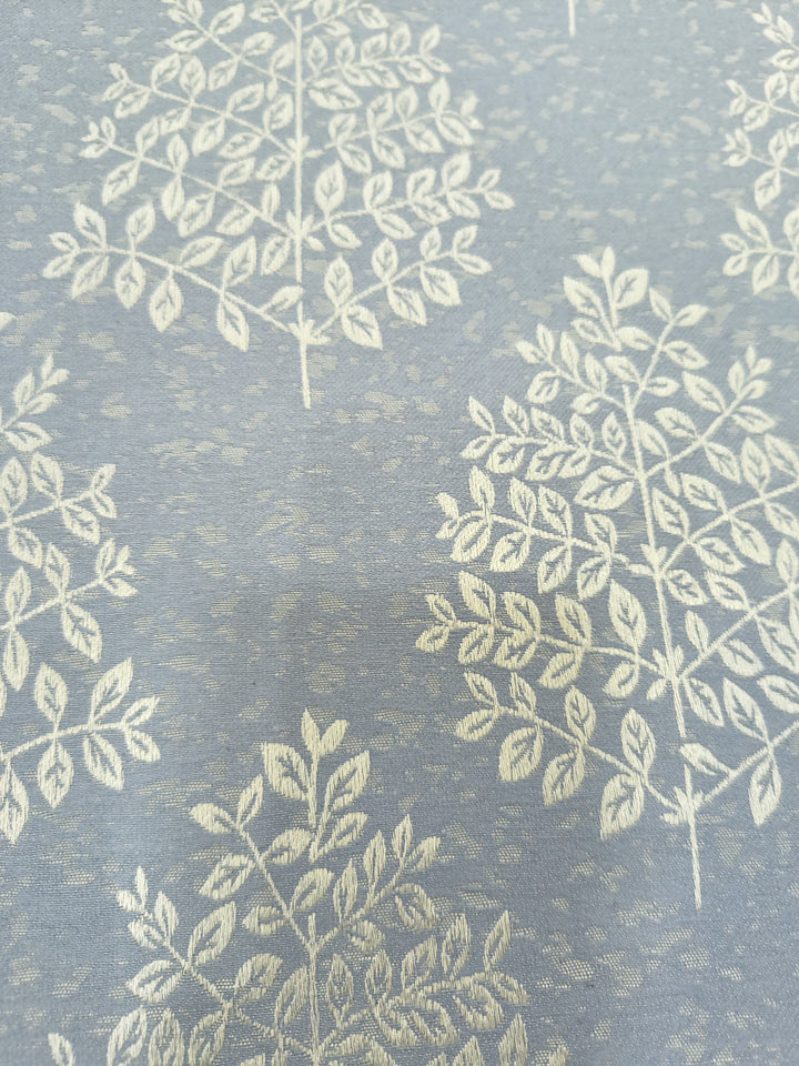 Blue Leaf Pattern Curtain Fabric | Custom Length | Sold Per Metre