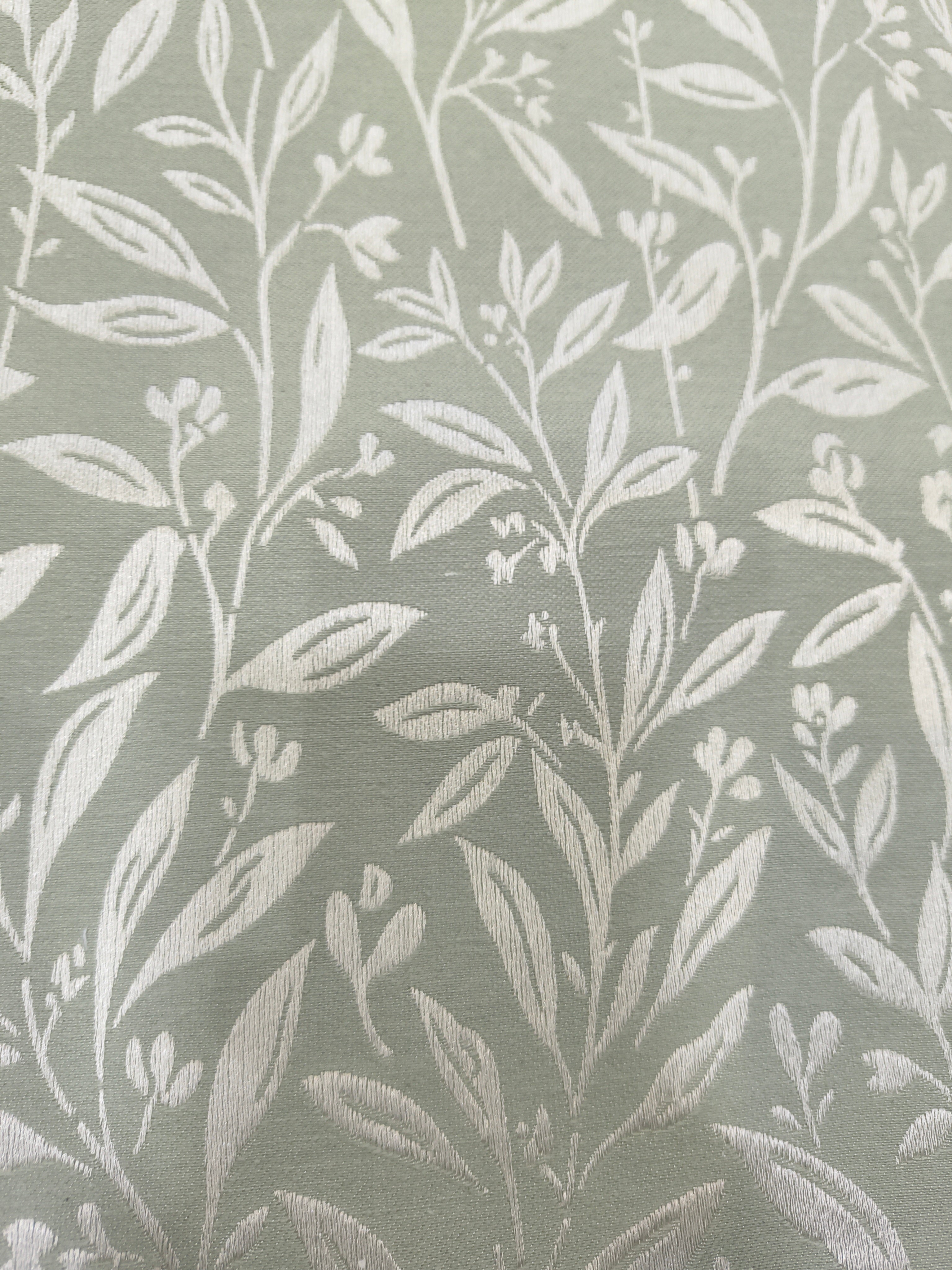 Green Leaf Pattern Curtain Fabric | Custom Length | Sold Per Metre
