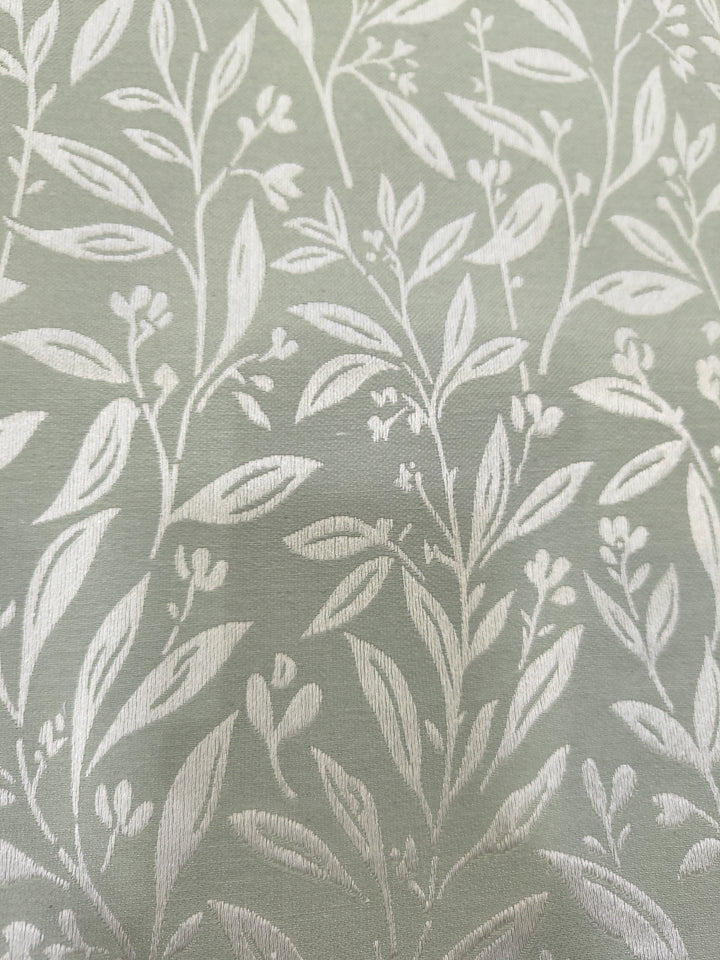 Green Leaf Pattern Curtain Fabric | Custom Length | Sold Per Metre