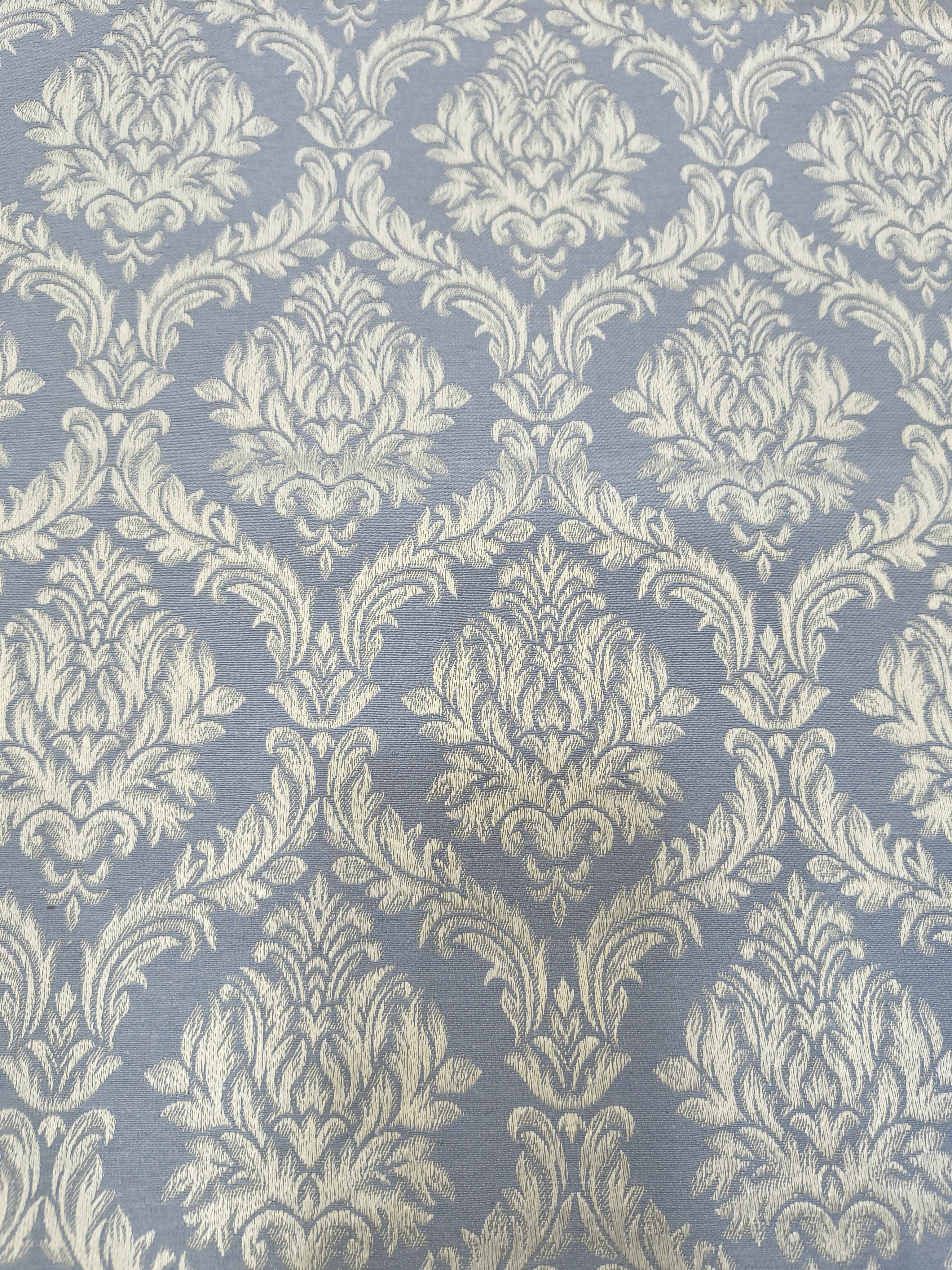 Blue Damask Curtain Fabric | Custom Length | Sold Per Metre