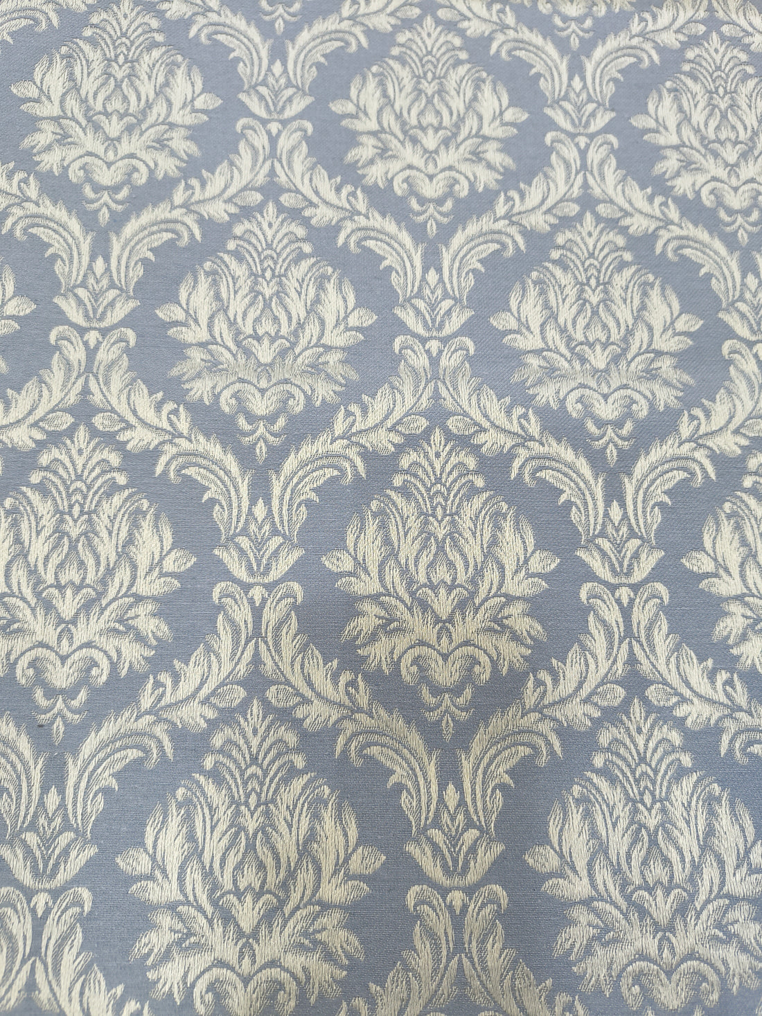 Blue Damask Curtain Fabric | Custom Length | Sold Per Metre