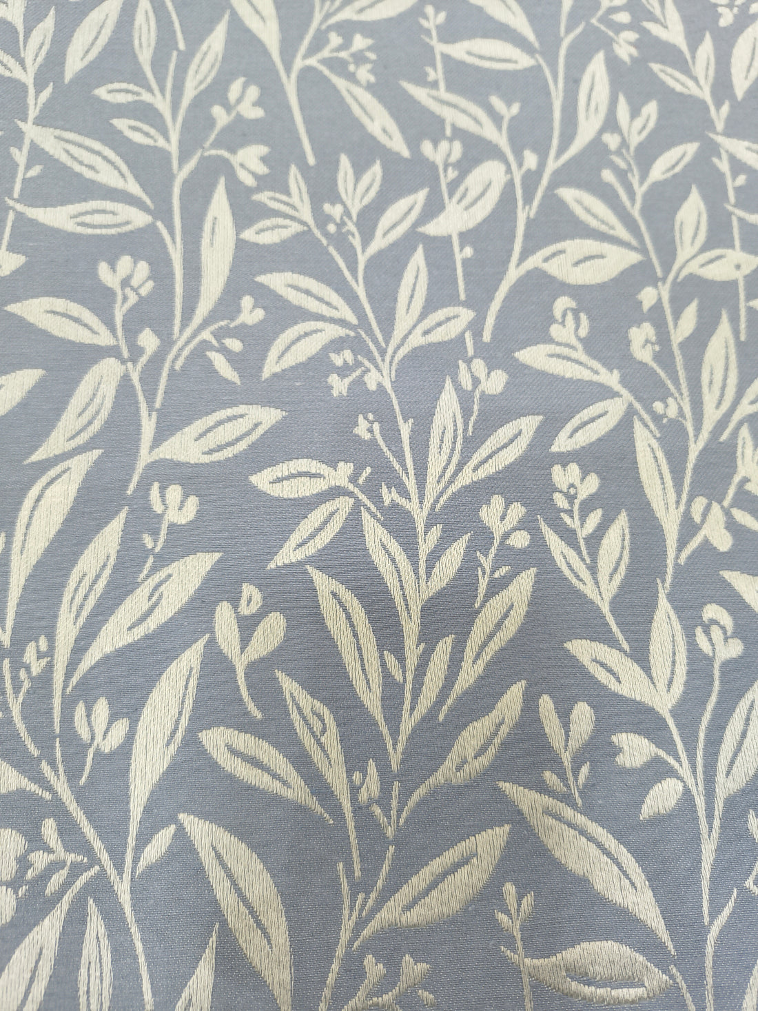 Blue Leaf Pattern Curtain Fabric | Custom Length | Sold Per Metre