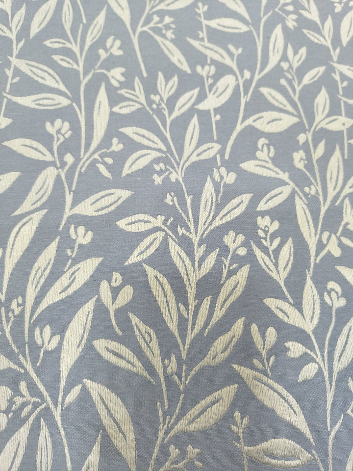 Blue Leaf Pattern Curtain Fabric | Custom Length | Sold Per Metre