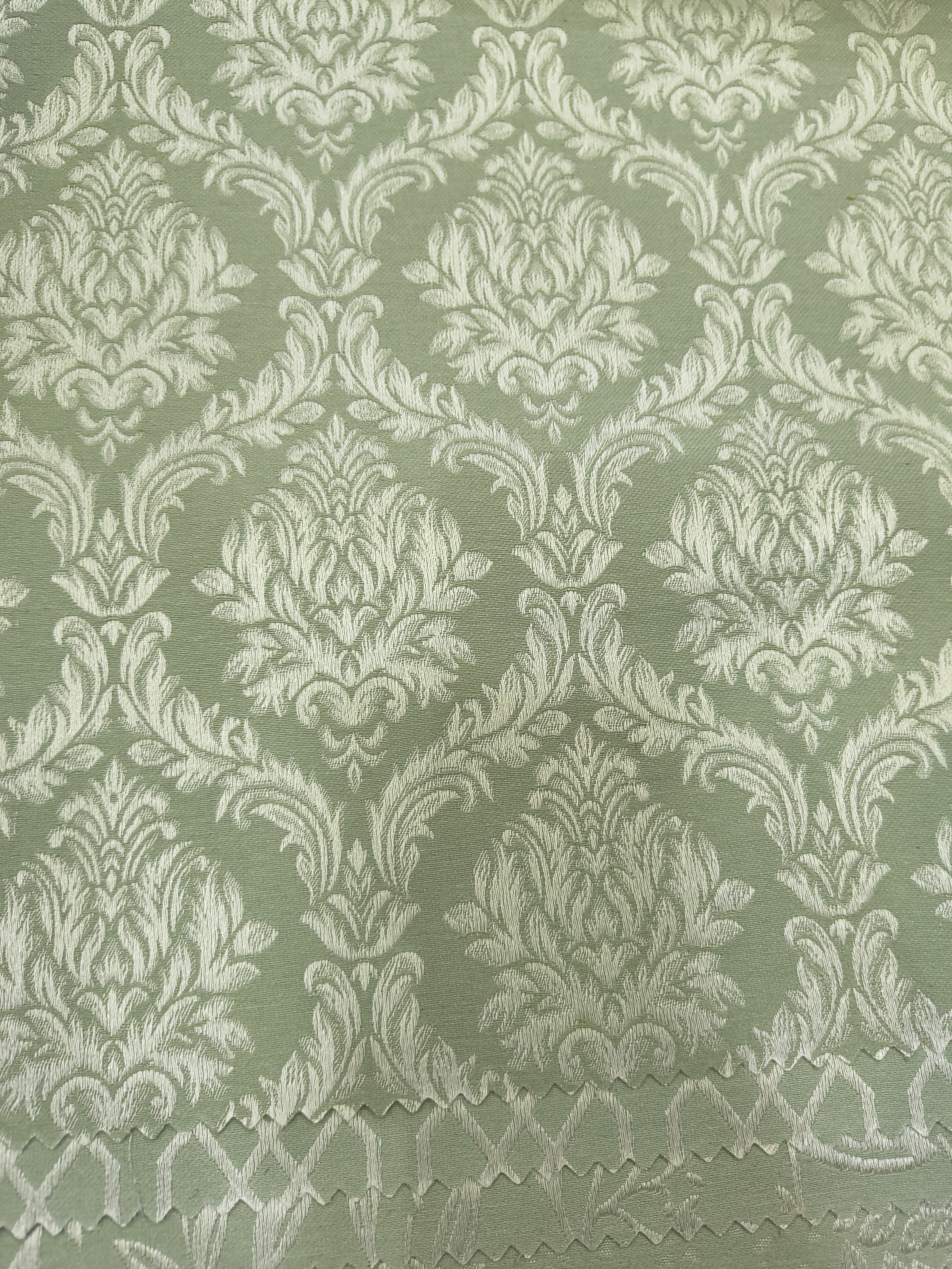 Green Damask Curtain Fabric | Custom Length | Sold Per Metre