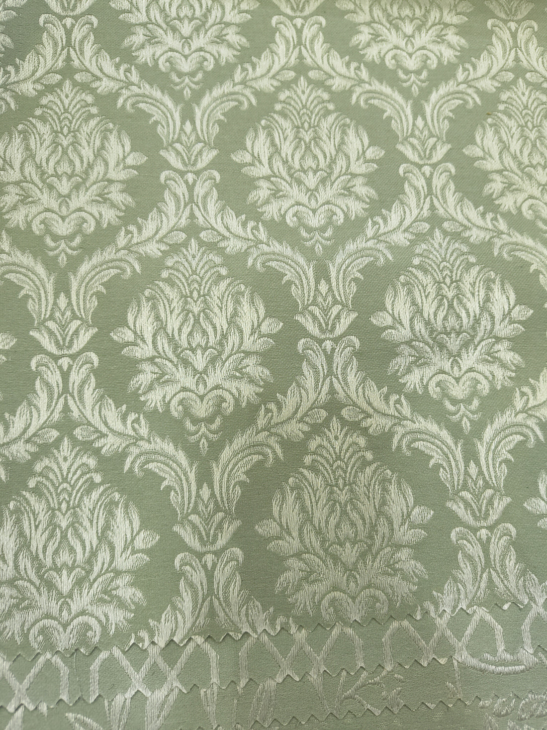 Green Damask Curtain Fabric | Custom Length | Sold Per Metre