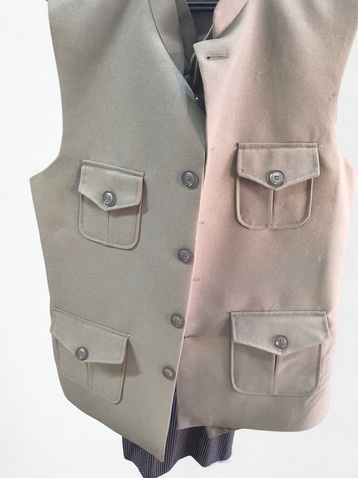 Men's Stone Grey Nehru Waistcoat – Premium Ethnic Jacket