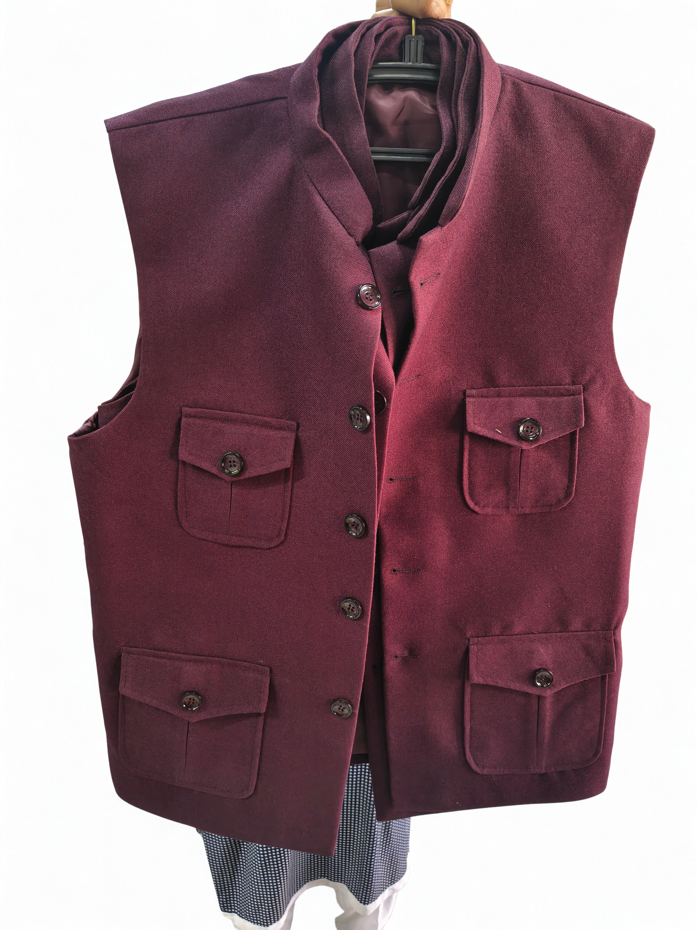 Men's Maroon Nehru Waistcoat – Premium Ethnic Jacket