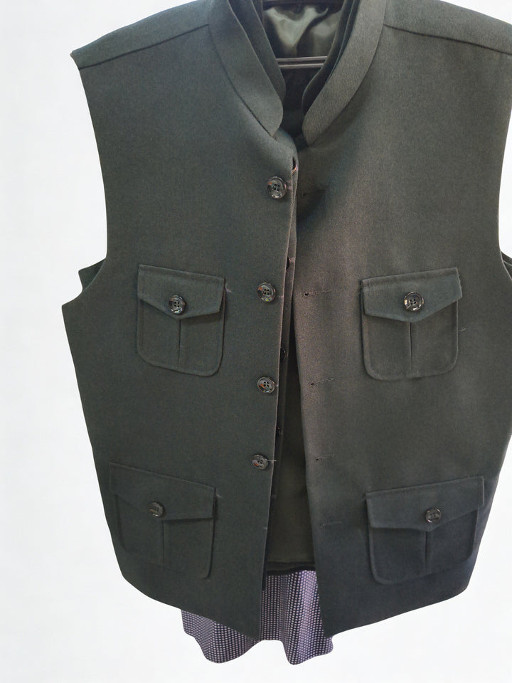 Men's Dark Green Nehru Waistcoat – Premium Ethnic Jacket