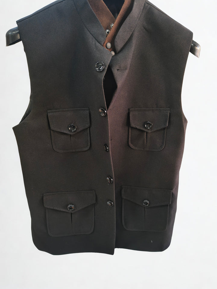 Men's Classic Black Nehru Waistcoat – Premium Ethnic Jacket