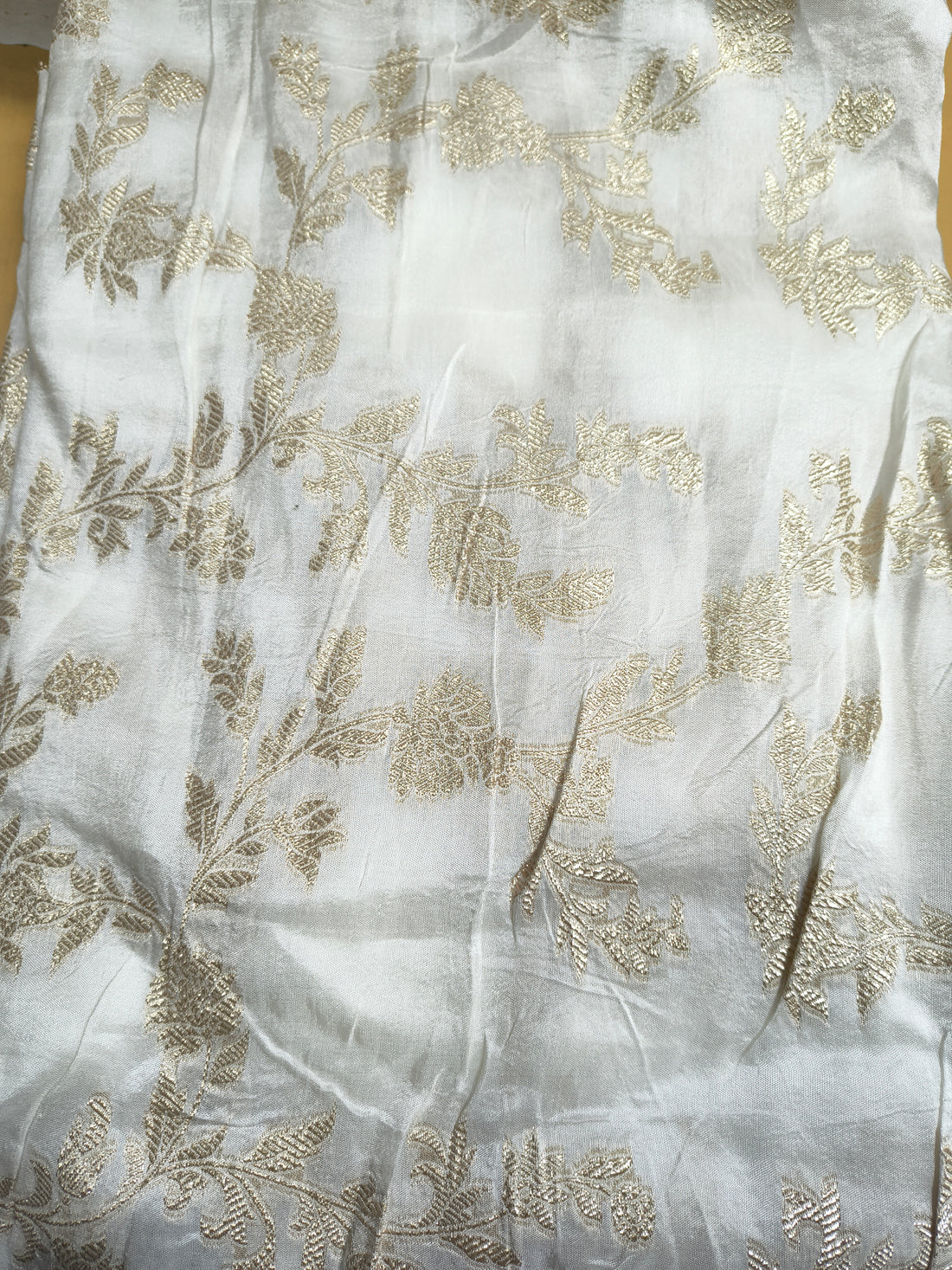 Dyeable Embroidered Fabric – Floral Leaf Butti Design