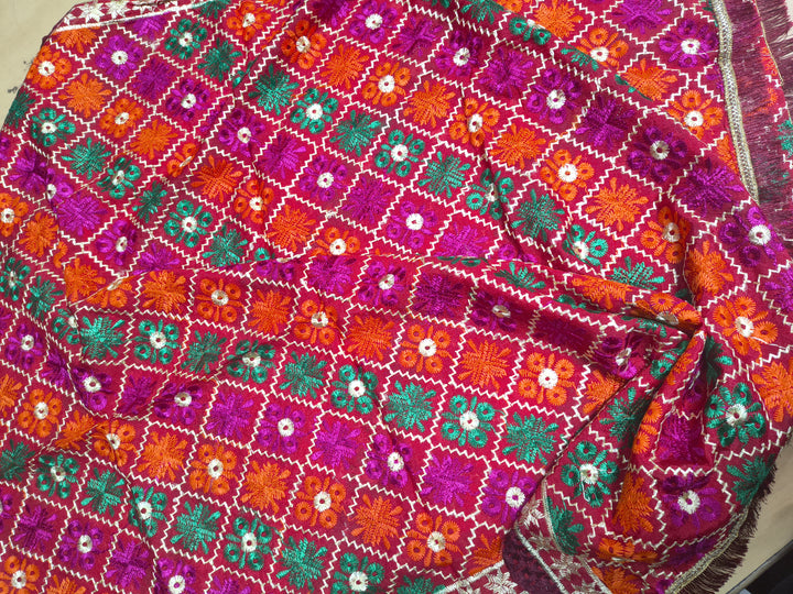 Multicolor Traditional Phulkari Embroidered Dupatta