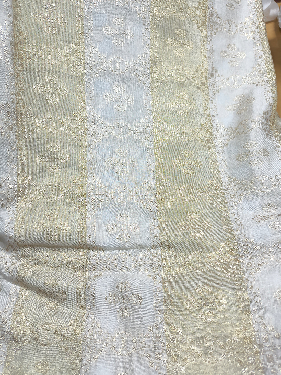 Dyeable Jacquard Fabric – Mughal Motif Gold Weave