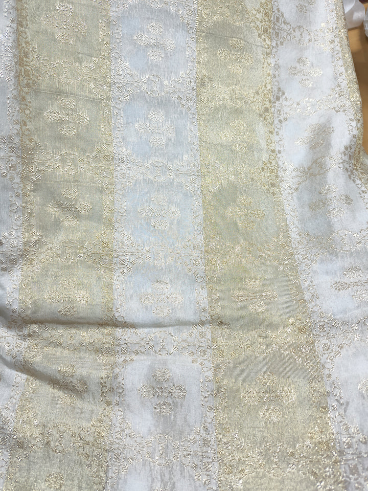 Dyeable Jacquard Fabric – Mughal Motif Gold Weave