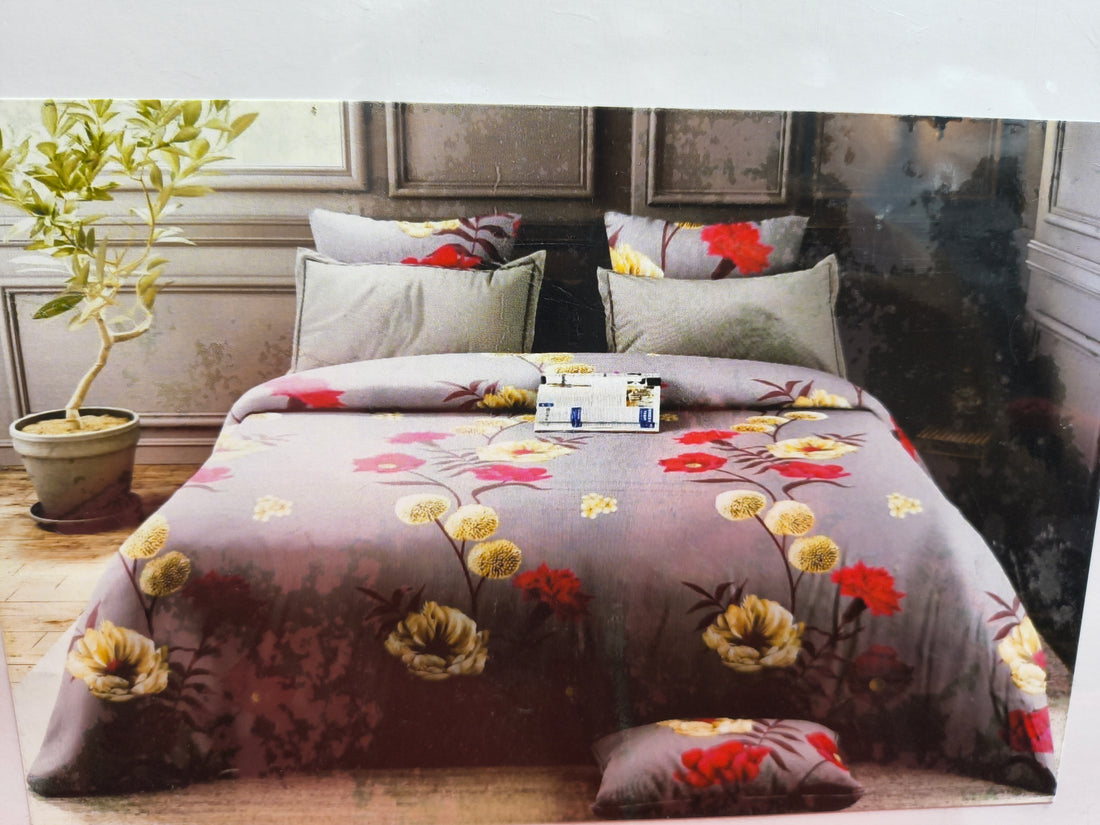 Monte Carlo Single Bed Floral Cotton Bedsheet Set (2 Pillow Covers)
