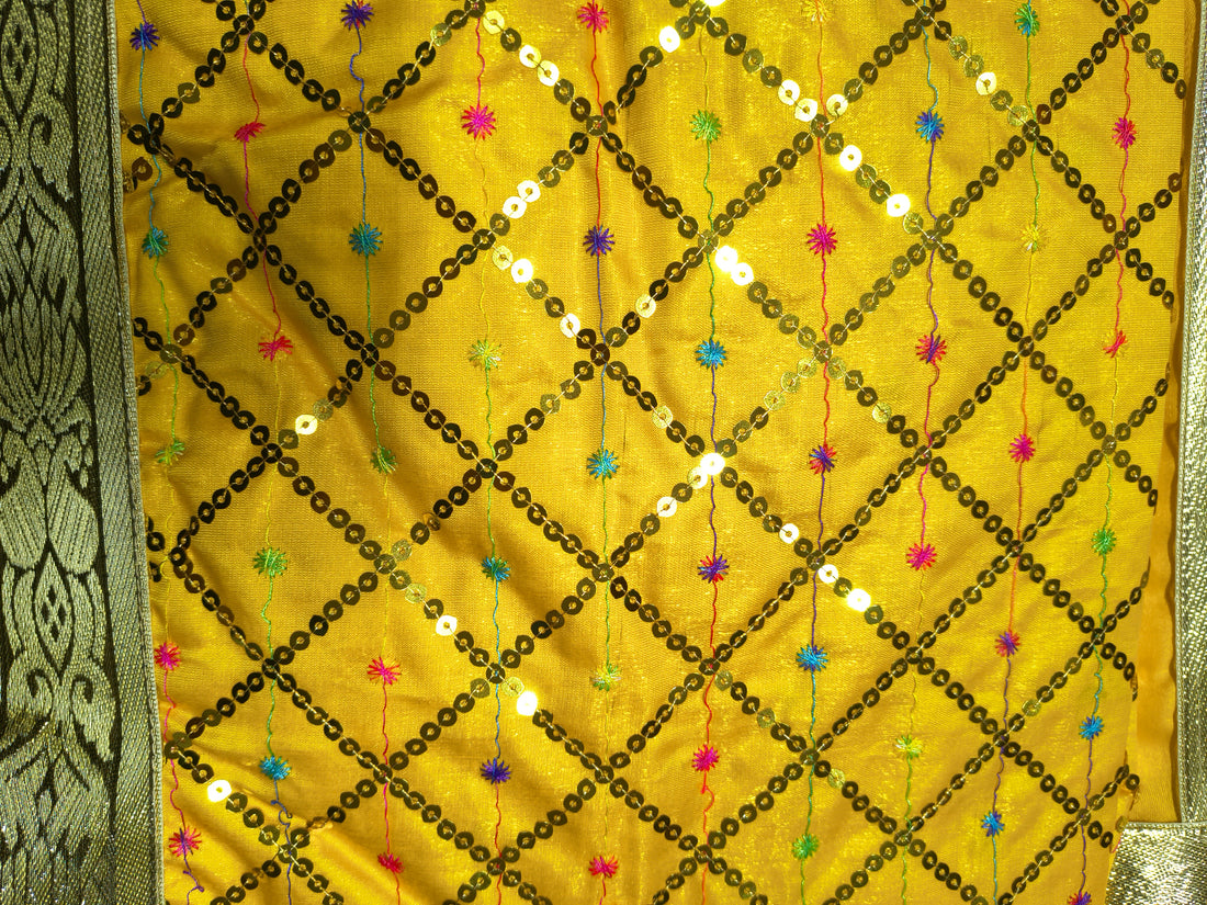 Golden Sequin Diamond Work Rumala Sahib for Guru Granth Sahib Ji