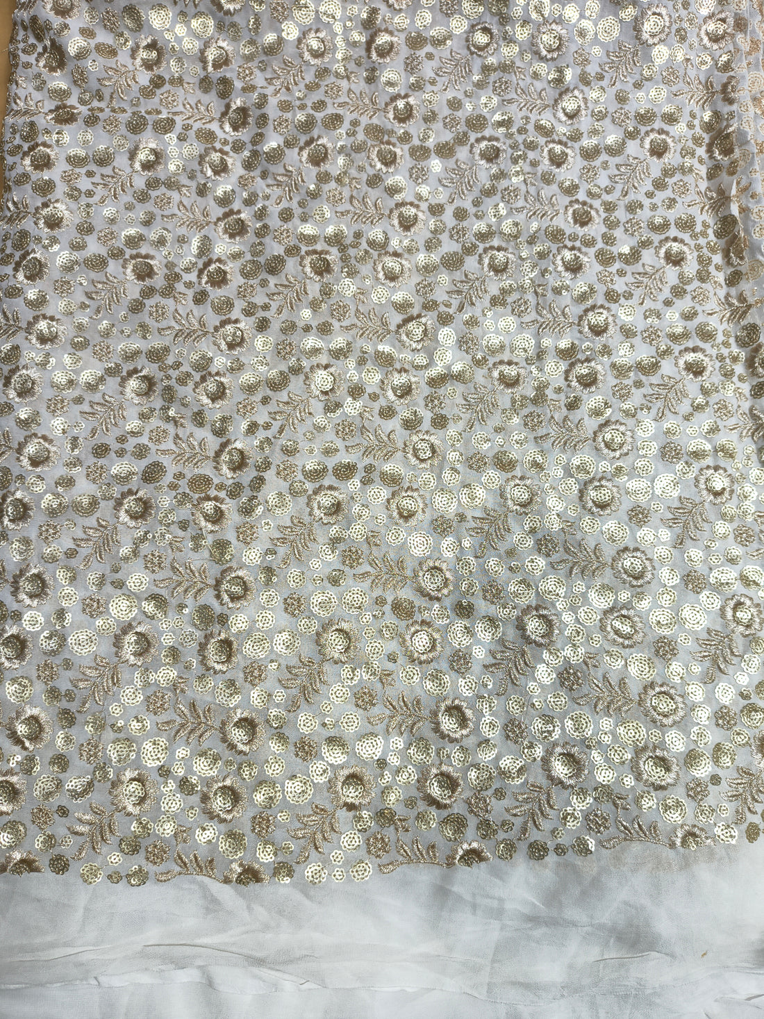 Dyeable Sequin Embroidered Fabric – Heavy Floral All-Over Design
