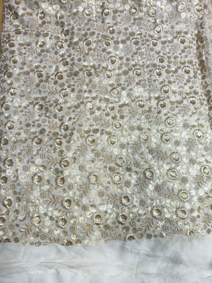 Dyeable Sequin Embroidered Fabric – Heavy Floral All-Over Design