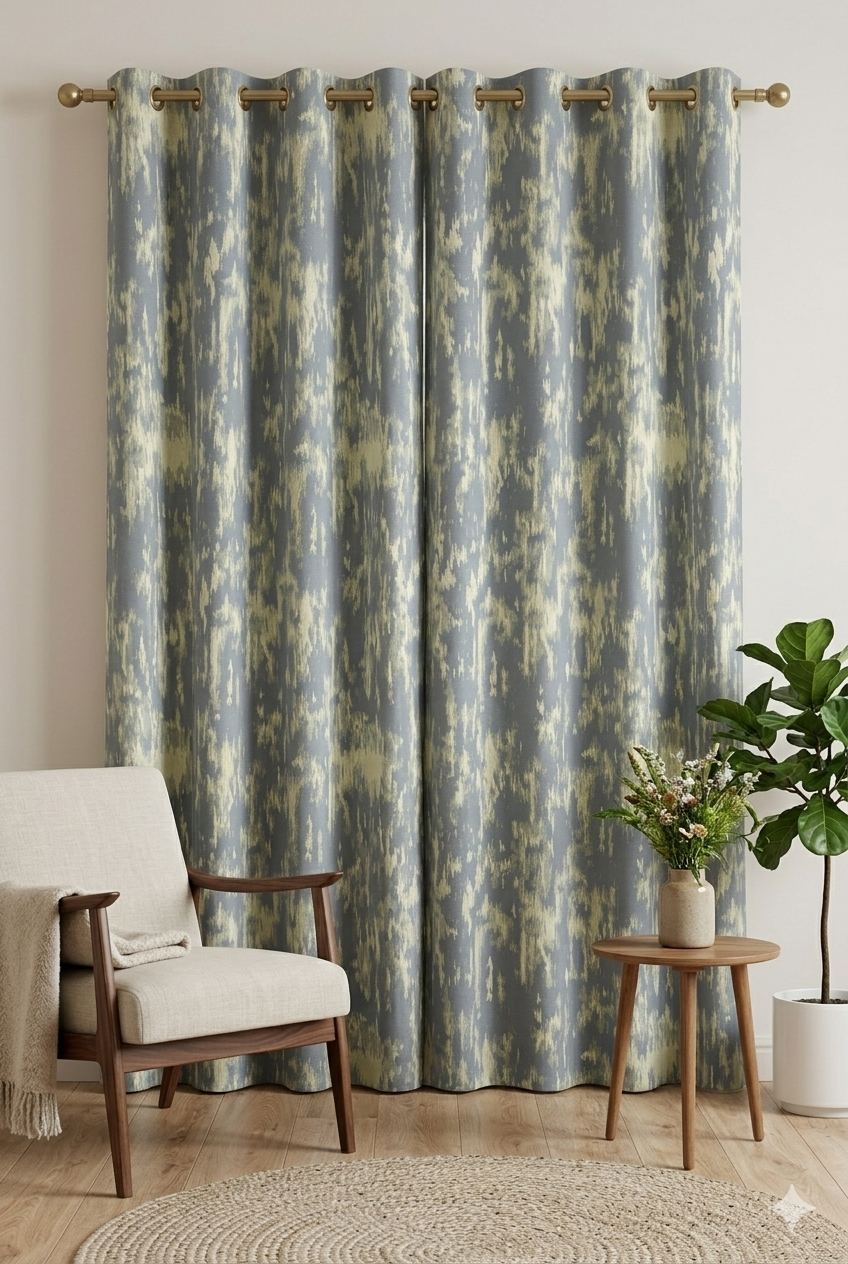 Blue Abstract Texture Curtain Fabric | Custom Length | Sold Per Metre