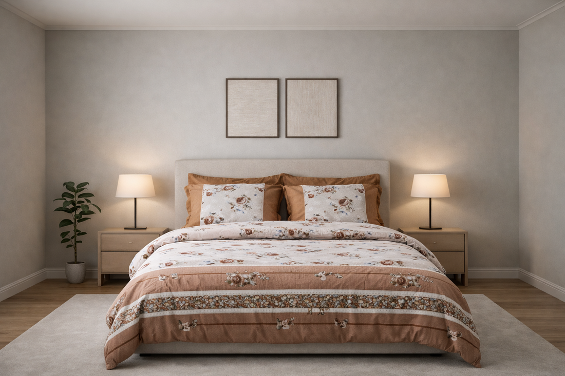 Monte Carlo Floral Cotton Bedsheet for Single Bed with 2 Pillow Covers