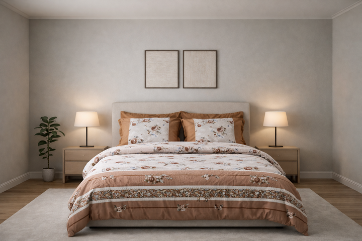 Monte Carlo Floral Cotton Bedsheet for Single Bed with 2 Pillow Covers