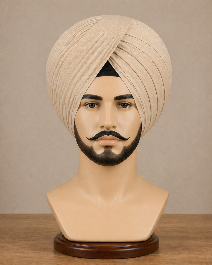 Beige Neela Ghora Turban Fabric – Premium Pagri Cloth