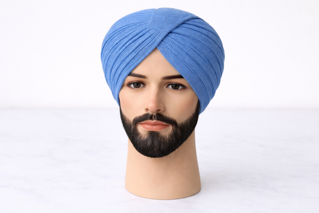 Premium Sky Blue Turban Fabric (Pagdi Cloth)(Per Meter)