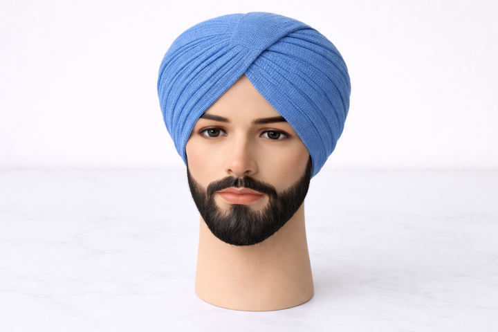 Premium Sky Blue Turban Fabric (Pagdi Cloth)(Per Meter)