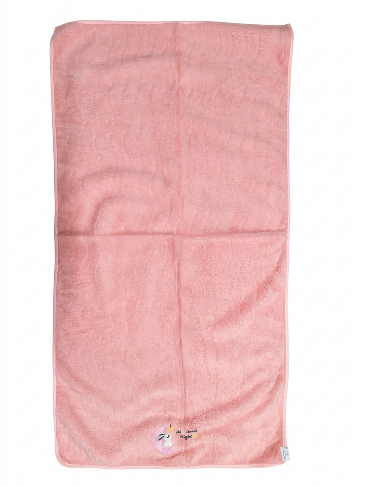 Soft Microfiber Baby Towel Lightweight Quick Dry Cute Embroidery Pink