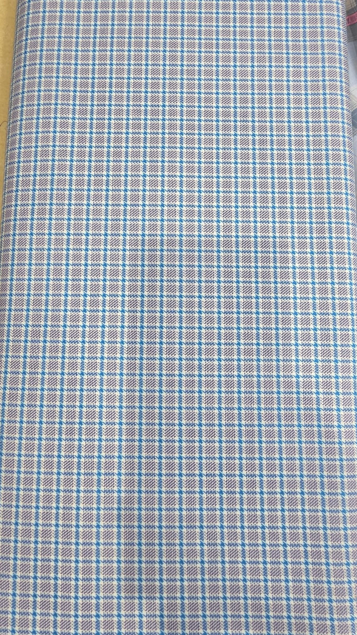 Raymond Shirt Fabric 1.6 Metre Cut – Blue Check Pattern (Unstitched)