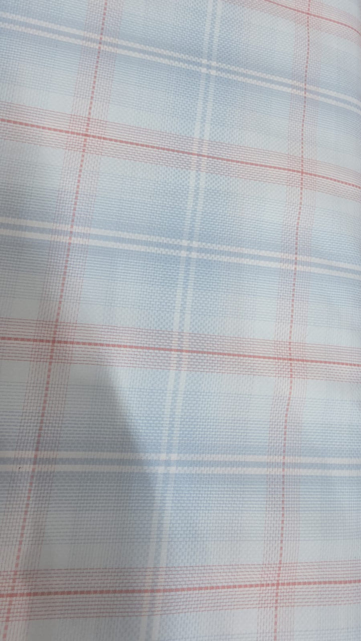 Raymond Shirt Fabric 1.6 Metre Cut – Light Blue & Pink Check Pattern (Unstitched)