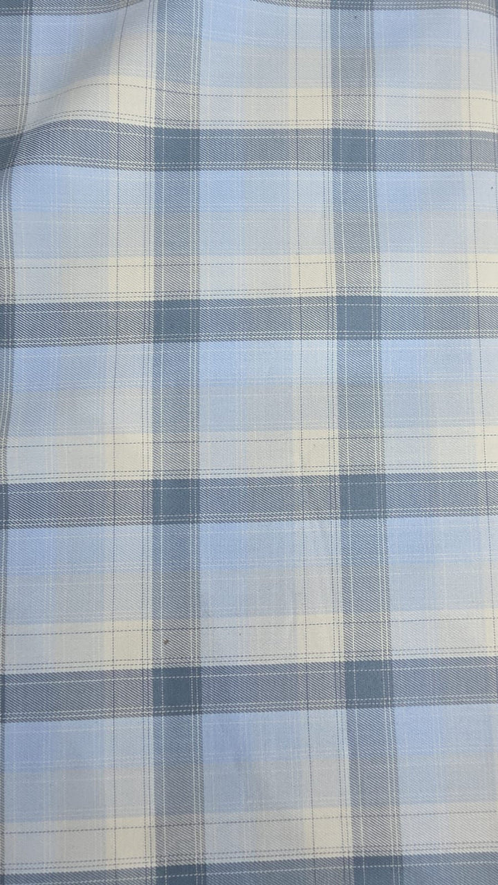 Raymond Shirt Fabric 1.6 Metre Cut – Light Blue & Grey Check Pattern (Unstitched)