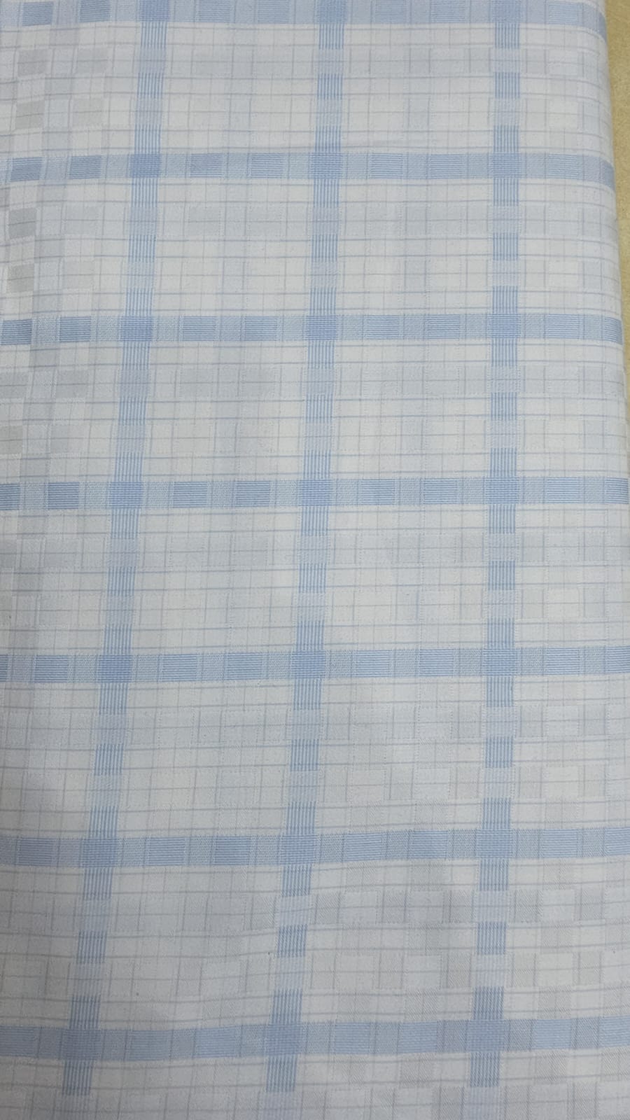 Raymond Shirt Fabric 1.6 Metre Cut – White & Light Blue Fine Check Pattern (Unstitched)
