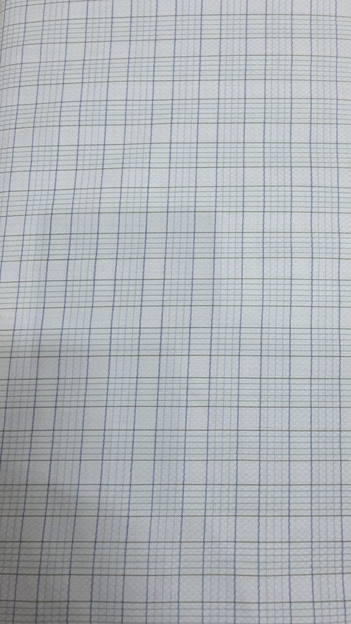 Raymond Shirt Fabric 1.6 Metre Cut – White Base Fine Blue Check (Unstitched)