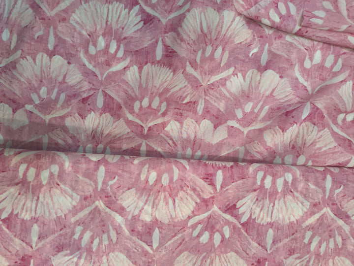 Blush Pink Floral Printed Georgette Fabric (Per Meter)