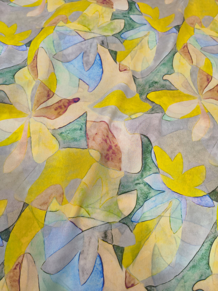 Pastel Watercolor Floral Printed Georgette Fabric (Per Meter)