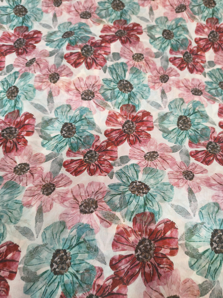 Multicolor Floral Printed Georgette Fabric (Per Meter)