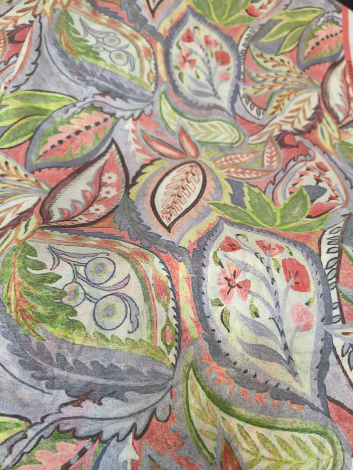 Multicolor Paisley Art Print Georgette Fabric (Per Meter)