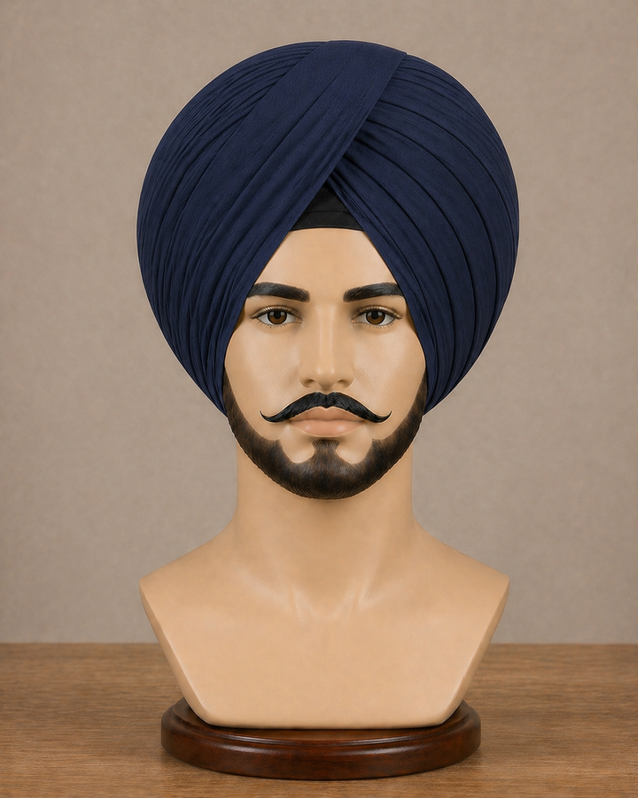 Navy Blue Neela Ghora Turban Fabric – Premium Pagri Cloth
