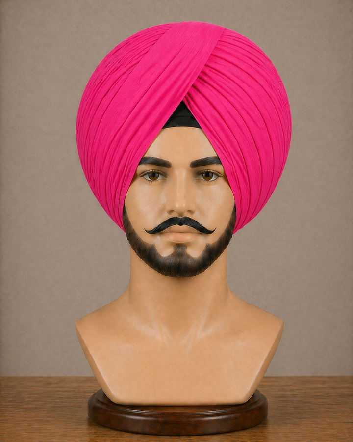 Rani Pink Neela Ghora Turban Fabric – Premium Pagri Cloth