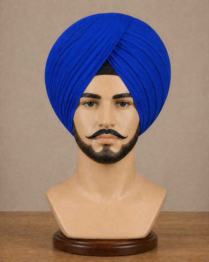 Royal Blue Neela Ghora Turban Fabric – Premium Pagri Cloth