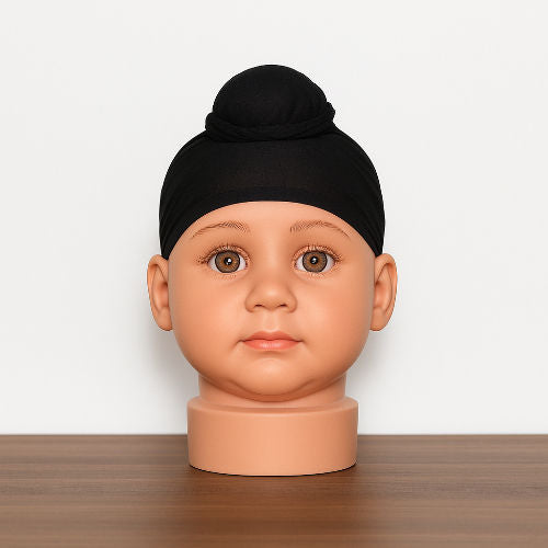 Black Cotton Tani Patka for Kids – Soft Sikh Head Scarf