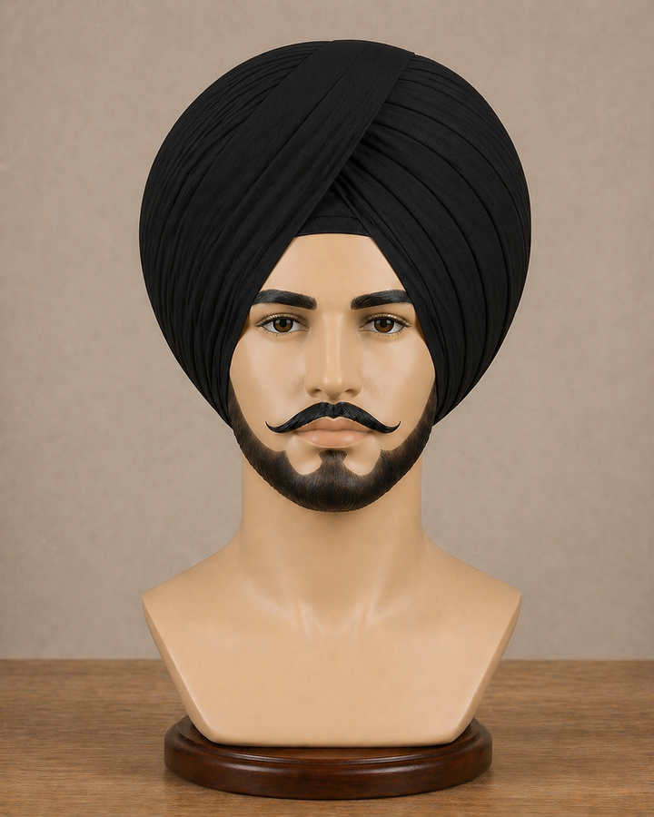 Black Neela Ghora Turban Fabric – Premium Pagri Cloth