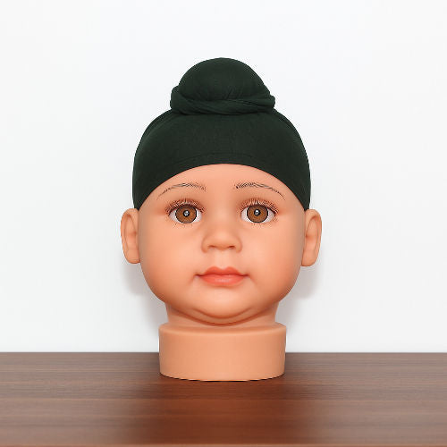 Bottle Green Cotton Tani Patka for Kids – Soft Sikh Head Scarf