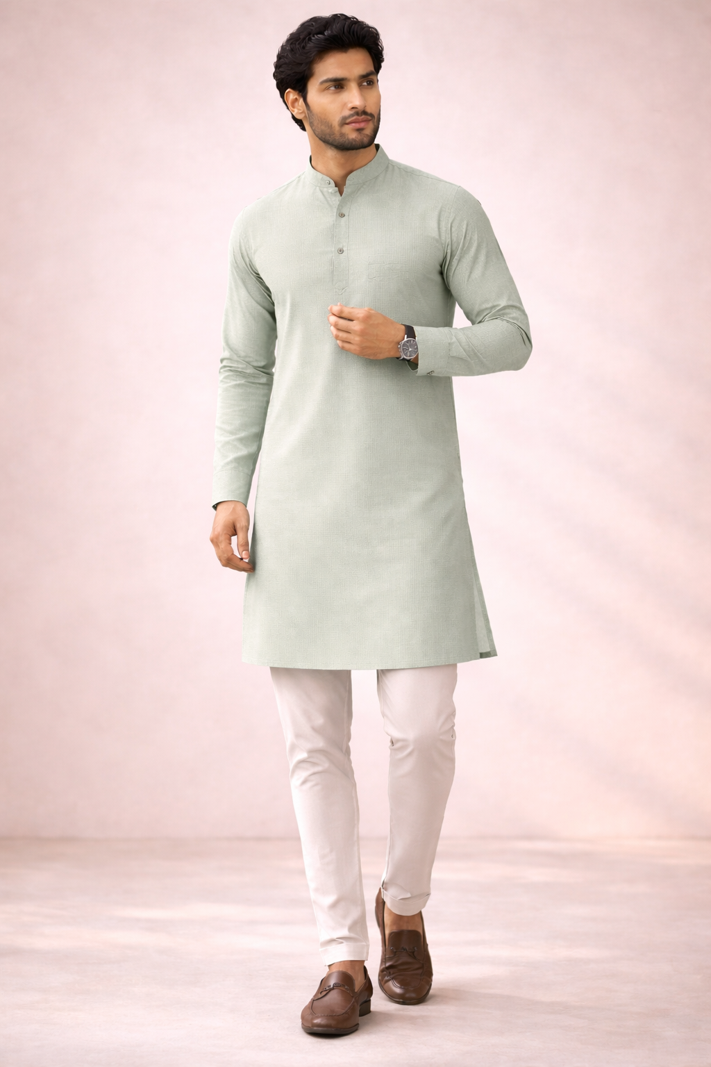 Premium Giza Cotton Fabric Carriage White for Kurta Pajama (58 Inch Width) Per Meter