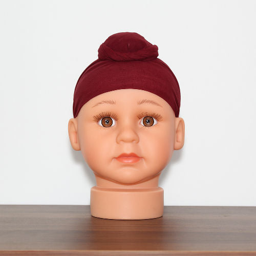 Cherry Maroon Cotton Tani Patka for Kids – Soft Sikh Head Scarf