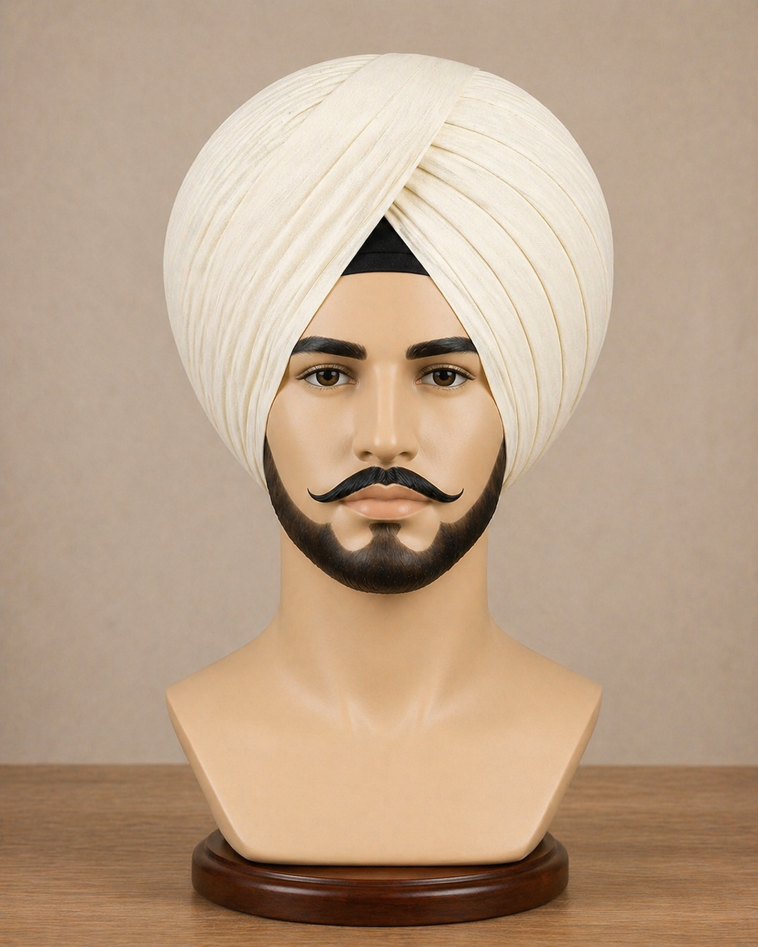 Cream Neela Ghora Turban Fabric – Premium Pagri Cloth