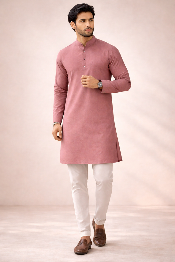Premium Giza Cotton Fabric Cinder Rose for Kurta Pajama (58 Inch Width) Per Meter