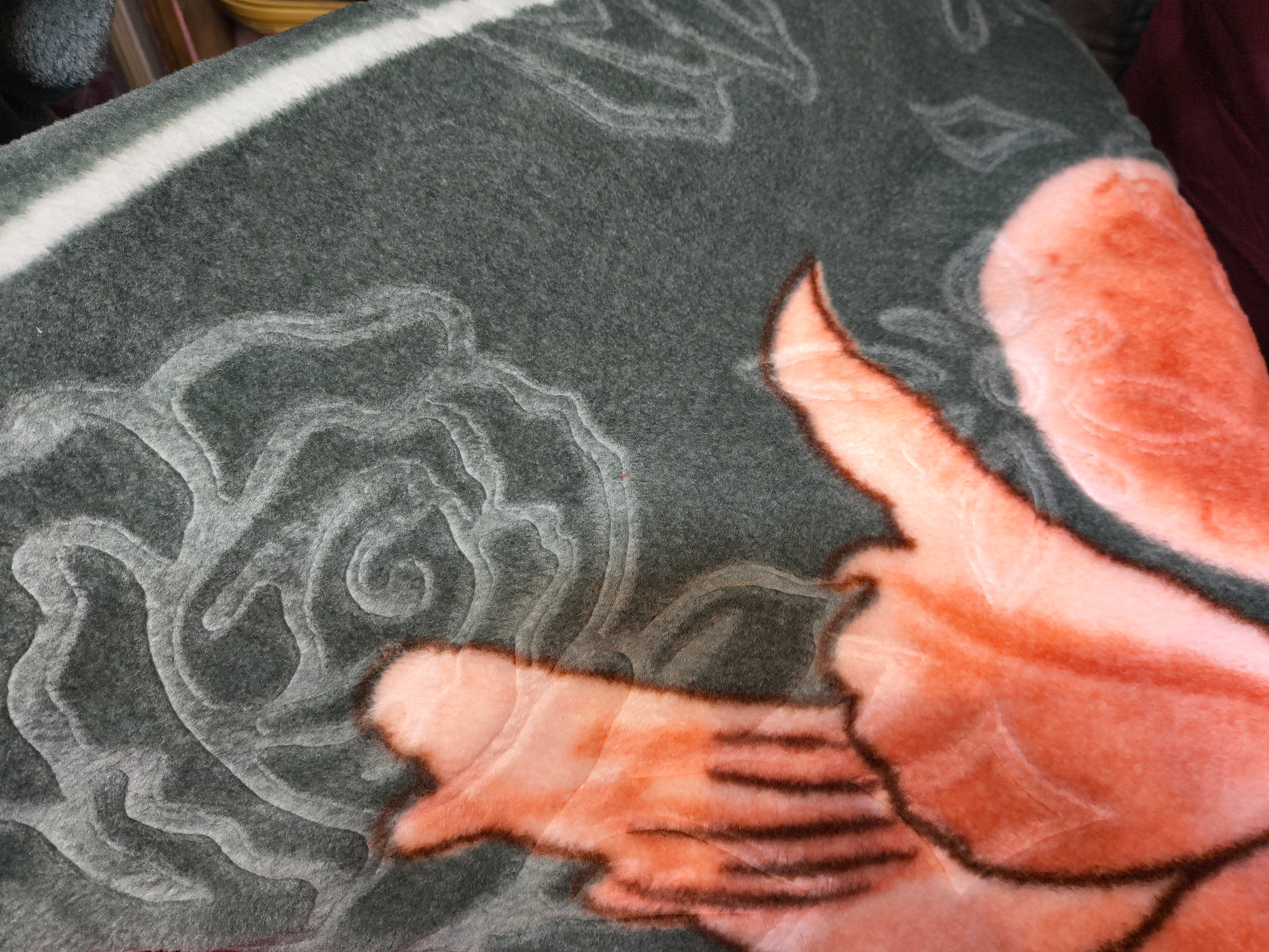 Soft Fleece Winter Blanket for Double Bed – Grey with Pink Floral Design