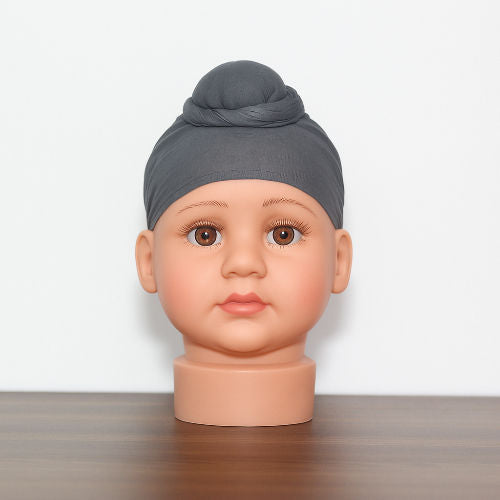 Grey Cotton Tani Patka for Kids – Soft Sikh Head Scarf